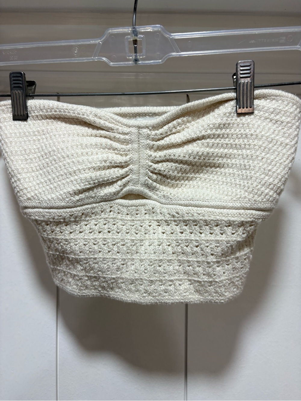 American eagle cream-colored strapless crochet tube top size medium